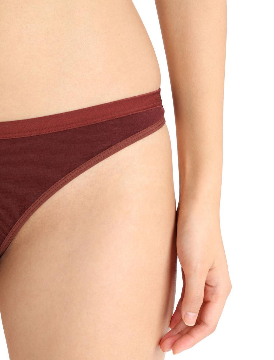 Espresso Icebreaker Merino Siren Thong Women's Underwear | AU 1702RVDW